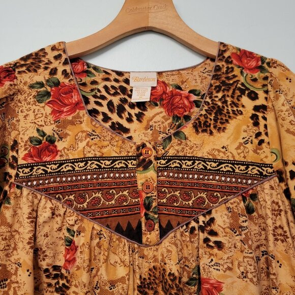 Barbizon Nightgown Vintage 100% Cotton Long‎ Animal Floral Print Size Medium EUC - Picture 3 of 8